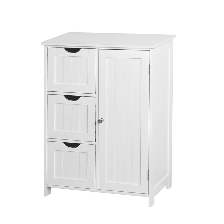 Clearance! White Bathroom Storage Cabinet, Floor Cabinet with Adjustable  Shelf and Drawers 