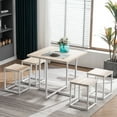 thumbnail image 4 of 5 Piece Dining Table Set for 4, Wood and Metal Rectangular Table Kitchen Set with Wood TableTop & Sturdy Steel Frame, Industrial Compact Kitchen Table Set for Dining Room, S9999, 4 of 8
