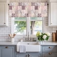 thumbnail image 2 of Boho Spring Floral Farmhouse Short Window Curtain Valances, Vintage Flowers Patchwork Plaid Pink Rod Pocket Kitchen Valances for Living Room Bedroom Bathroom Cafe 54" x 18", 2 of 8