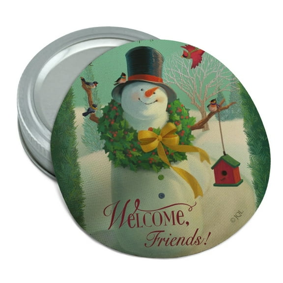 Christmas Holiday Welcome Friends Snowman Round Rubber Non-Slip Jar Gripper Lid Opener