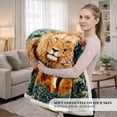 thumbnail image 2 of Korean Mink Blanket Queen Size, Animal Print - Thick Heavy Korean Blanket - 5 LB Heavy Fleece Mink Style, 95"x 79", (Lion), 2 of 7