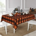 thumbnail image 2 of Halloween Tablecloth, Plaid Checkered Table Cloth with Cat and Pumpkin, Orange and Black Tablecloths, Machine Washable Tablecloth Rectangle for Dinner Party Decoration, 60 x 84 inch, 2 of 6