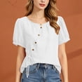 thumbnail image 2 of Sexlip Women's Blouse Short Sleeve Loose Fit Trendy Design Versatile Styling Breathable Wear Fashion Forward Modern Style White M, 2 of 6
