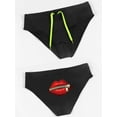 thumbnail image 4 of Men's Sporty Printed Swim Briefs - Elastic Quick Dry Swimming Essential, 4 of 5