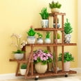 thumbnail image 3 of Multi Tiers Wood Plant Stand Indoor Outdoor, Plant Display Tall Plant Stand Flower Shelves Stands, Garden Plant Shelf Rack Holder in Corner Living Room Balcony Patio Yard with 3 Free Gardening Tools, 3 of 3