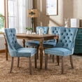 thumbnail image 5 of Set of 6 Dining Chairs Leisure Padded Chair, Tufted Solid Wood Velvet Upholstered Dining Chair with Nailhead Trim& Ring Pull for Kitchen, Living Room, 5 of 8