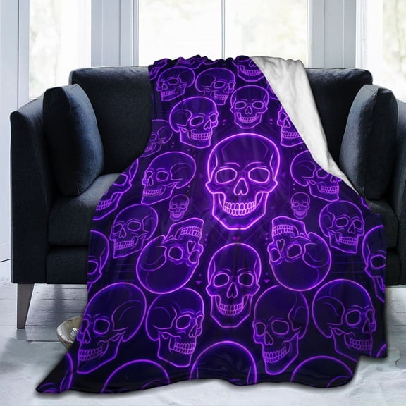 Skull Blanket Gifts for Women Men Girls Boys, Halloween Skeleton Throw Blanket, Soft Flannel Blanket for Bedroom Living Room Sofa Bed Decor 50x40