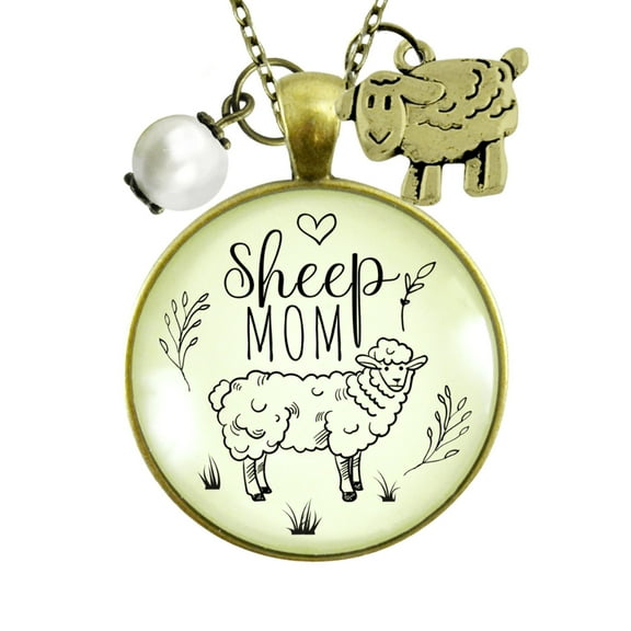 Sheep Mom Necklace Farm Animal Gutsy Goodness Female Adult Bronze Metal Jewelry