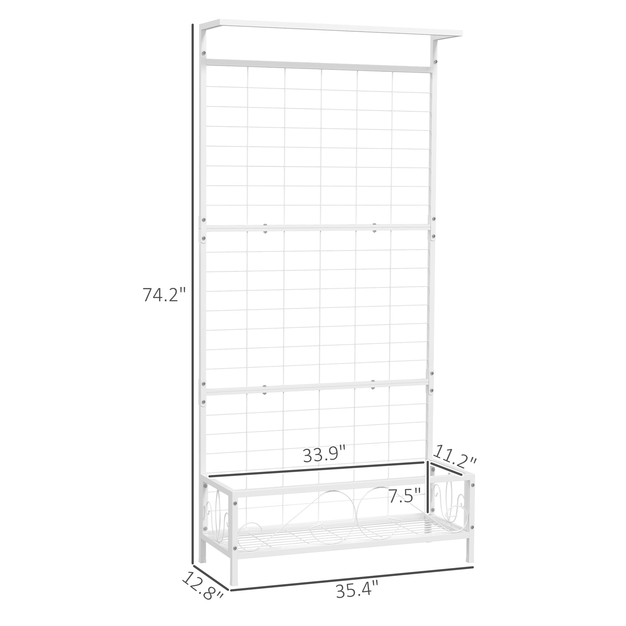 Plant Holder, Metal Tall Plant Stand with Trellis and Hanging Bar, for Indoor Outdoor Use