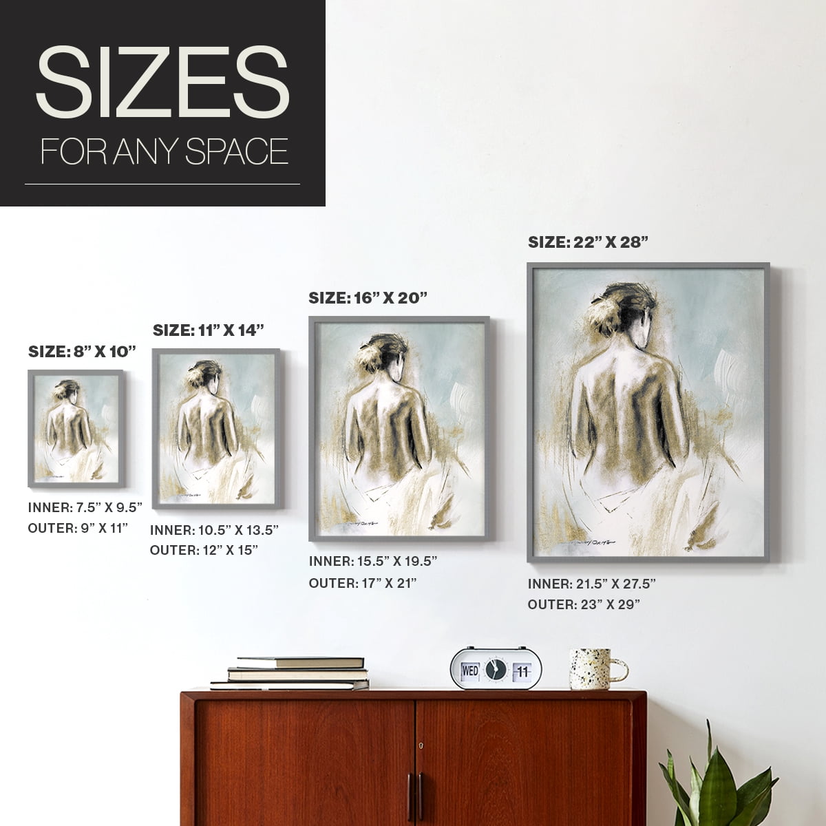 Figure in Golden Light I in Paper Solid Wood 11 x 14 Framed Print