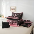 thumbnail image 5 of Homewish Initial K Letter Bedding Comforter Set 7pcs, Black Pink Sequin Print Queen Bedding Sets, Romantic Butterfly Animal Reversible Queen Sheet Sets, Luxury Bedroom Decor, 5 of 7