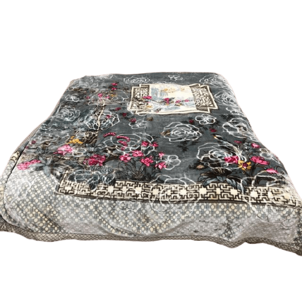 Warm Heavy Plush Korean Style Mink Raschel Blanket, 2 Ply Reversible