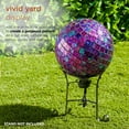 thumbnail image 3 of Alpine Corporation 10" Embossed Glass Gazing Ball, Purple, 3 of 11