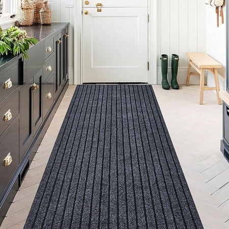 Condition photo showing Good Condition for antpop area rugs outdoor runner rug indoor carpet runners non slips utility with rubber backing for kitchen hallway entryway garage striped gray 2ft x 6ft