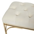 thumbnail image 4 of DecMode Velvet Tufted Bench with Gold Metal Legs, White, 4 of 12