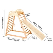 VEVOR Indoor Playground Jungle Gym, 4-in-1 Wooden Indoor Playground Climbing Toys for Kids, Montessori Toddlers Climber Playset with Climbing Rock, Slide, Wooden Ladder & Gym Rings, 220LBS Loading