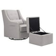 thumbnail image 4 of DaVinci Owen Swivel Glider Recliner Chair w/ Ottoman, Gray w/ Cream Piping, 4 of 9
