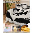 thumbnail image 4 of Bear Beige Sofa Couch Covers for Dog,Washable Sofa Throw Cover Single Slipcovers for Armchair with Tassels,Mountain Birds Forest Vintage Animal Tree Couch Protector Towel Blanket Medium 71''x91'', 4 of 8