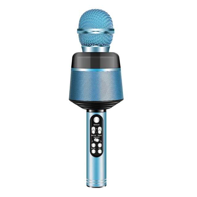 Micrófono Bluetooth V5.0 Karaoke Mic Recargable LED Micrófono inalámbrico para computadora de teléfono, Azul kenally EL001184-04