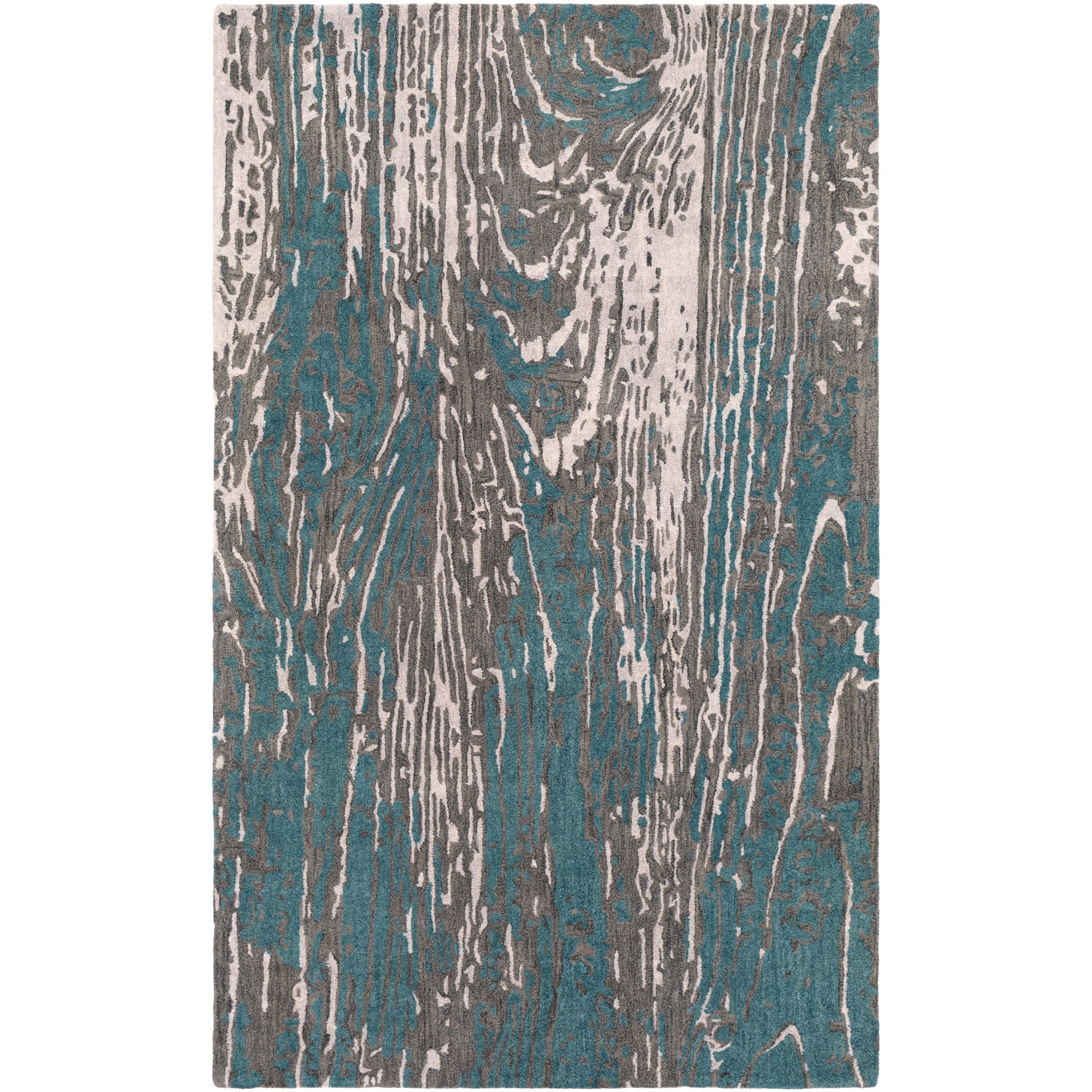 2' x 3' Wood Grain Patterned Teal Blue and Brown Rectangular Area Throw