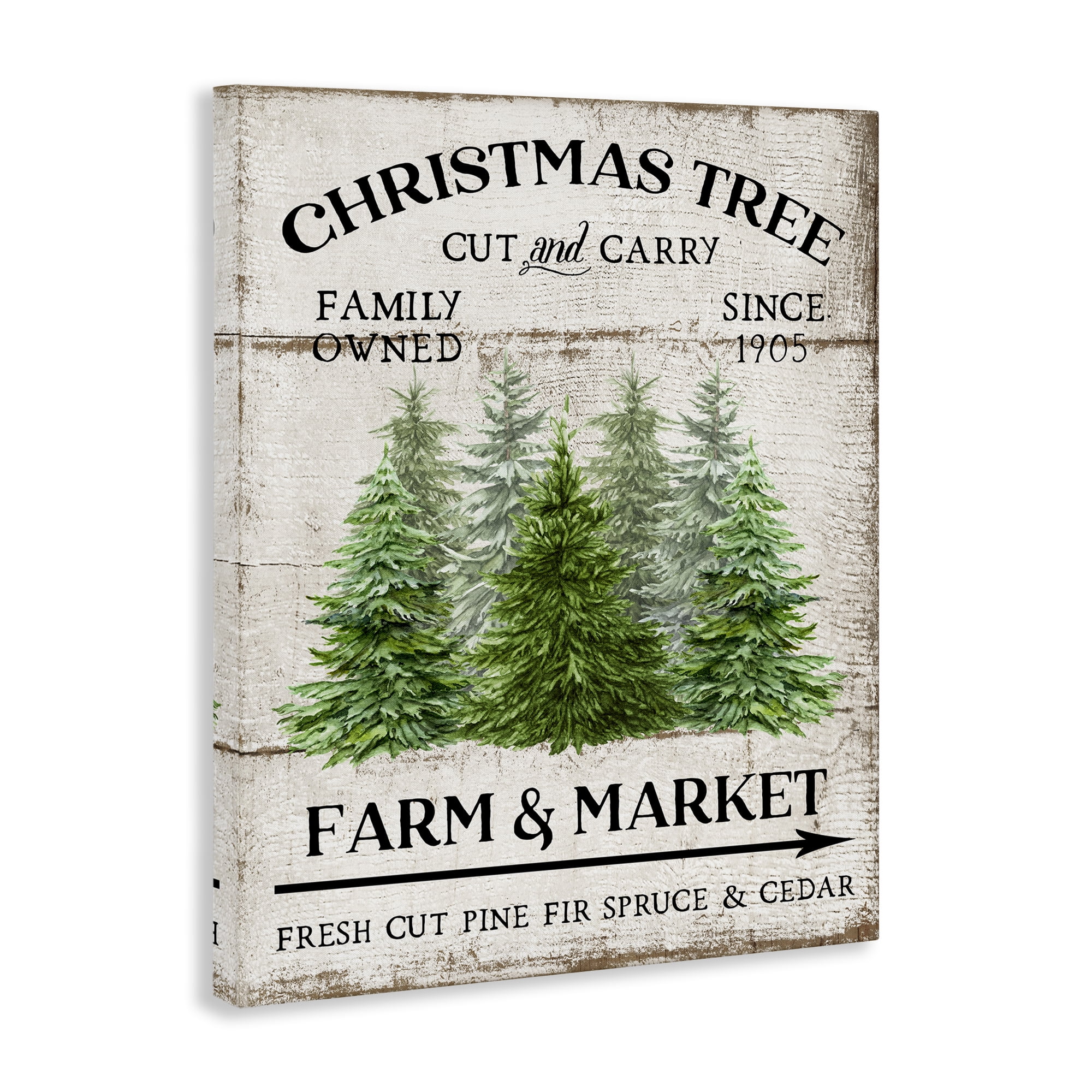 Stupell Industries Farm Market Christmas Trees Holiday Painting Gallery Wrapped Canvas Art Prints Wall Art, 24 x 30