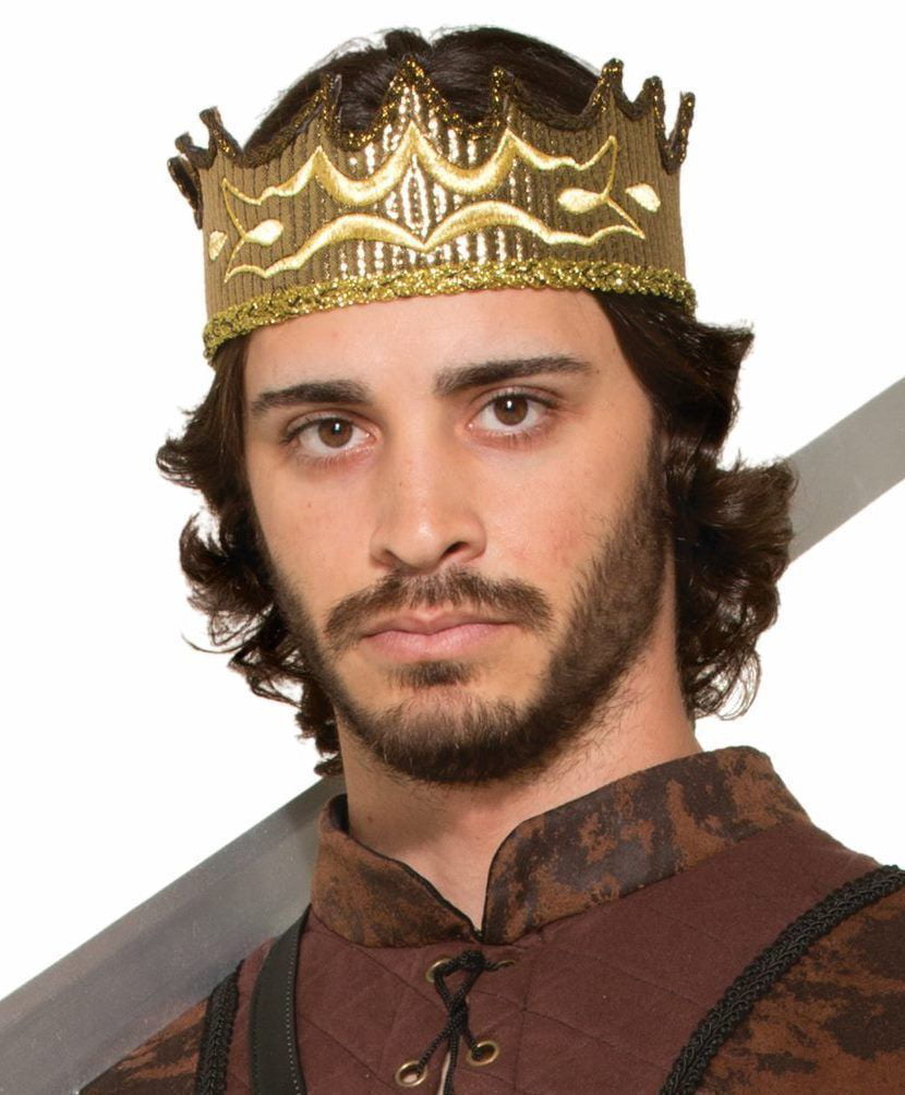 Gold King Queen Crown Medieval Fabric Adjustable Costume Accessory Prince Unisex 