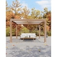 thumbnail image 3 of Garvee 10x12 FT Outdoor Louvered Pergola with Wood Grain Finish, Heavy Duty Aluminum Frame Gazebo for Backyard, Patio, Lawn, Weather Resistant Canopy, 3 of 8