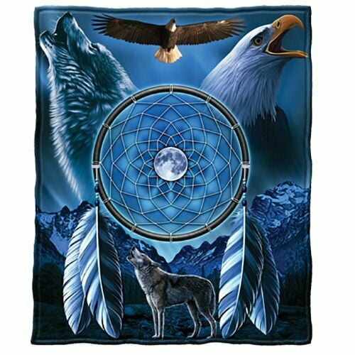 Dawhud Direct Wolf And Bald Eagle Dreamcatcher Super Soft Plush Fleece Throw Blanket Walmart Com Walmart Com