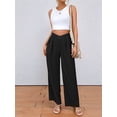 thumbnail image 5 of Womens Casual Solid Color Straight Leg Dress Pants Commute Work Trousers Black L, 5 of 9