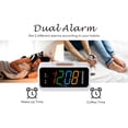thumbnail image 4 of ZAPALA expert Radio despertador, 2 alarmas, pantalla LED gigante, radio reloj digital FM con puerto de carga USB, visualización de días, volumen ajustable y atenuador, luz nocturna, repetición para ni, 4 of 5
