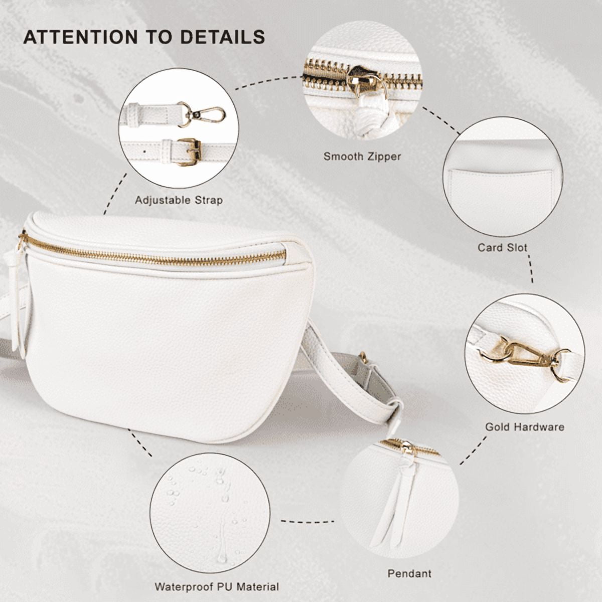 Olurrisa Saddle Crossbody Bags for Women, PU Leather Saddle Satchel Bag Fanny Pack and Cross Body Purse-White
