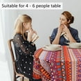 thumbnail image 2 of Boho Oval Tablecloth 60 x 84, Colorful Stripe Boho Tablecloth Table Cover, Farmhouse Table Cloths for Parties, Kitchen Dining Table, Polyester Fabric Flower Tablecloth, Boho Decor, 2 of 6