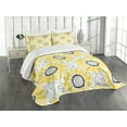 thumbnail image 3 of Ambesonne Yellow Quilted Bedspread Set 3 Pcs, Sun Flower Nature Art, Queen Size, Yellow Grey, 3 of 5
