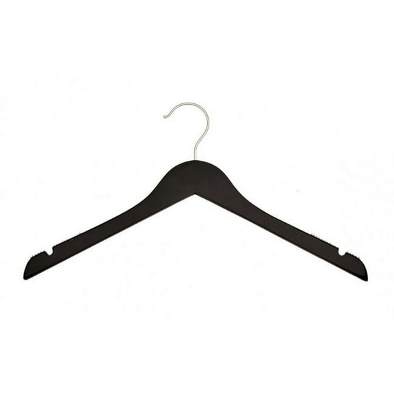 NAHANCO #20214HU 14" Low Gloss Black Wooden Shirt Hangers ( Pack of 25)