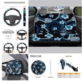 thumbnail image 4 of Uorisanigo Blue Polynesian Car Front and Rear Cushion Covers Automotive Water Coaster Steering Wheel Cover Pillowcase for Cars Gear Lever Cover+Hand Brake Cover Thick 11-Piece, 4 of 7