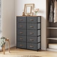 thumbnail image 2 of YITAHOME 10-Drawer Fabric Dresser with Wooden Top, Steel Frame, Dark Gray – Adult Storage Organizer, 2 of 11