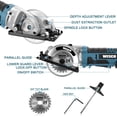 thumbnail image 6 of WESCO 3-3/8 Inch Cordless Mini Circular Saw, 20V Circular Saw, Maximum Cutting Depth 1-1/8 inch, with 2.0Ah Battery and Quick Charger Parallel Guide and Hex Wrench, 1 x 24T TCT Saw Blade for Wood, 6 of 7