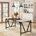 thumbnail image 2 of Tribesigns Dining Table, Modern Wood Dining Room Table, Large Rectangle Kitchen Table with Splice Board, Heavy-Duty Metal Dinner Table for 6-8 Peoples (Walnut/Black), 2 of 7