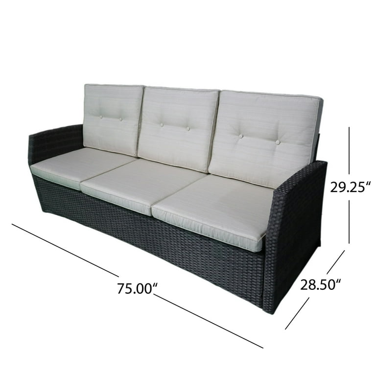 Sanger Outdoor Wicker 3 Seater Sofa with Cushion Grey Beige