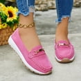 thumbnail image 2 of Women's Wedge Suede Loafers Low Cut Casual Wide Width Tennis Shoes Metal Chain Comfortable Non Slip Walking Sneakers Pink Size 9.5, 2 of 5