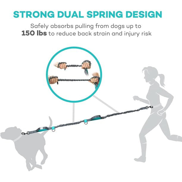 Hiking with Strong Dual Bungees for Large Dogs up to 150 lb GEEPET Retractable Hands Free Dog Leash for Running Walking 