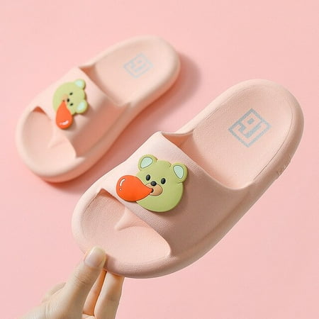 

QWZNDZGR Home Flip Flops For Children Girl Funny Bear Slipper Baby Shoes Designer Brand Indoor Bath Shoes Infant Boys House Beach Slides