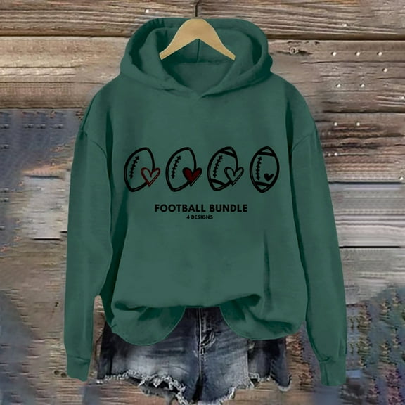 ZSQDM Game Day Outfits For Women Women'S Fashionable Round Neck Casual Letter Printed Long Sleeve Top Sweatshirt Blackish Green Women Blending Sweatshirt (Xxxxxl)