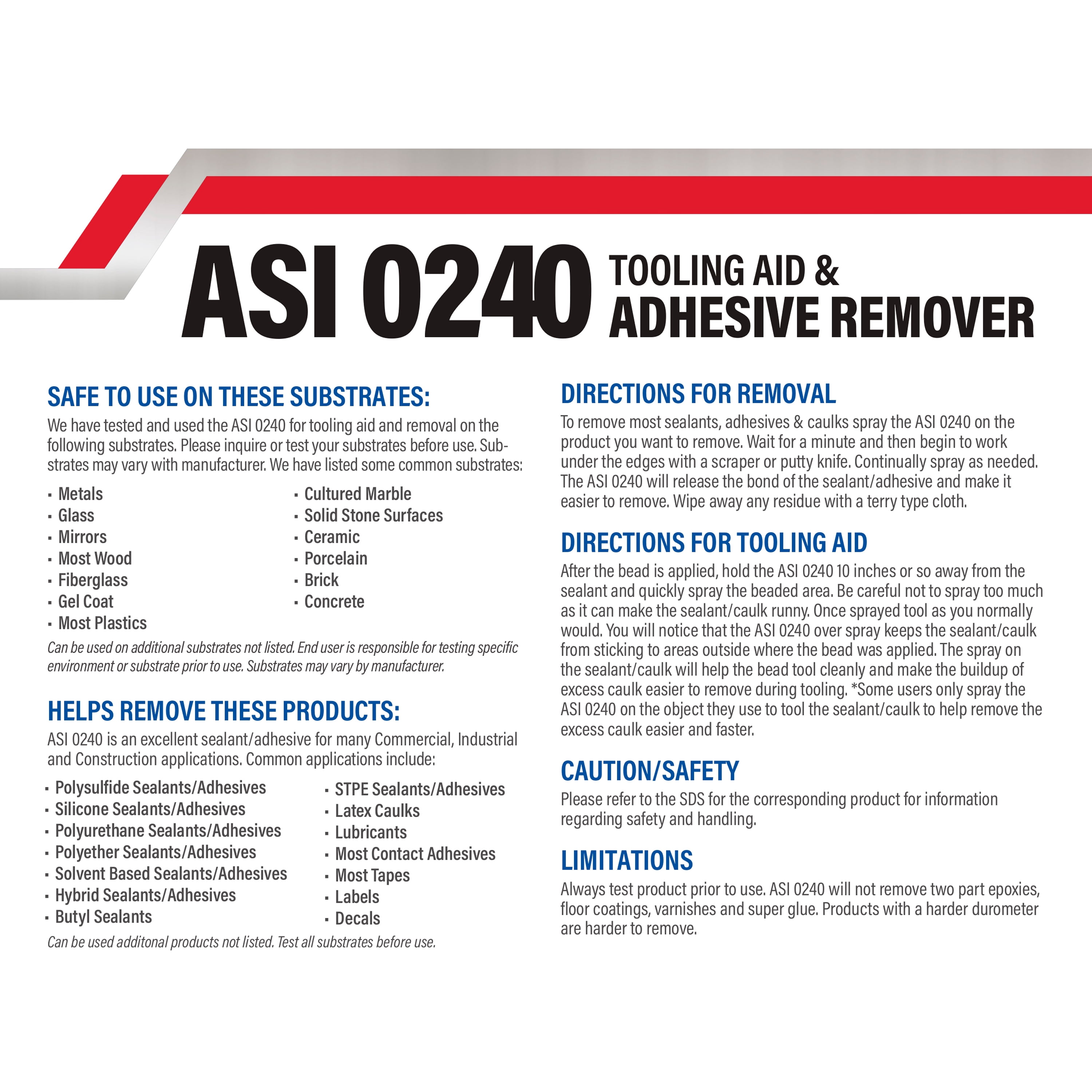 ASI 0240 Adhesive Remover & Cleaner Sprayable Liquid 14 Oz