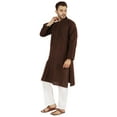 thumbnail image 3 of Atasi Indian Solid Kurta Pajama Set For MensÂ&nbsp;Mandarin Collar Casual Long-Wear Kurta, 3 of 7