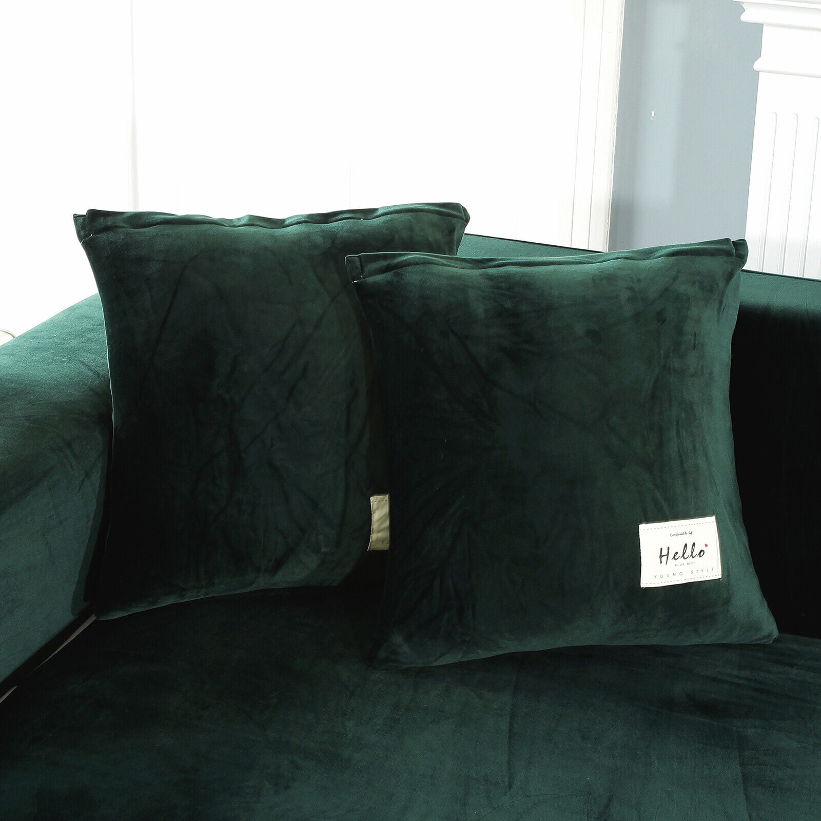 SHANNA Thick Velvet L Shape Sofa Covers, Non-Slip Sectional Couch Cover Protector Plush Sofa Slipcovers with 2pcs pillowcase for Living Room