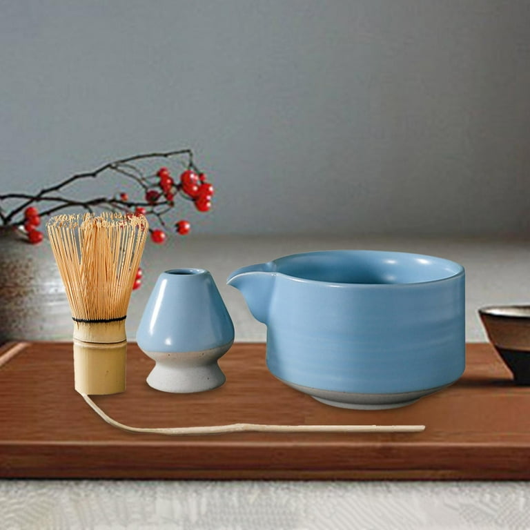 4x Japanese Set, Matcha Whisk, Traditional , Matcha Bowl, Ceramic Whisk  Holder, Handmade Matcha Ceremony 