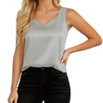 thumbnail image 2 of Satin Tank Tops for Women Lightweight Dressy Casual V Neck Plain Sleeveless Shirt Summer Outfits, 2 of 4