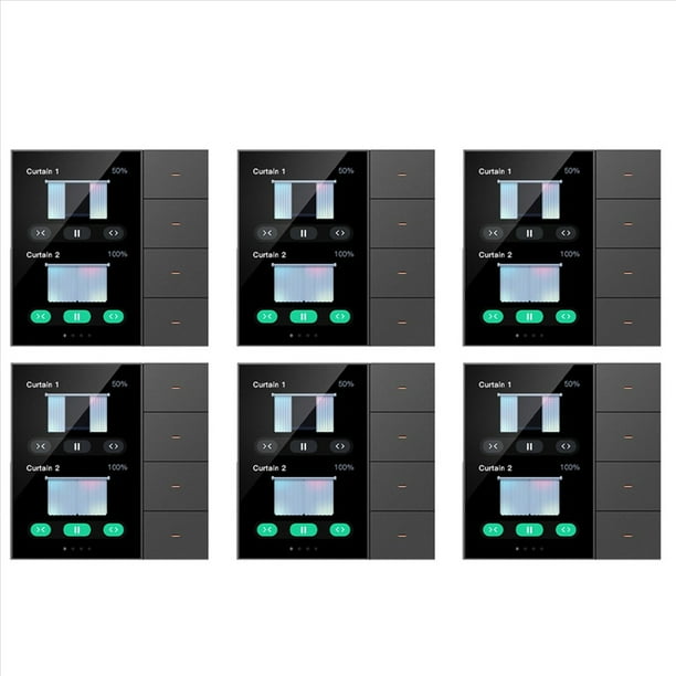 6X Interruptor de Pared Inteligente de 3,5 Pulgadas con Pantalla Táctil, 4 Grupos, Interruptor de 8 Vías, Sensor de Radar, Interruptor de Atenuación, Cortina Tuya Zigbee A