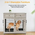 thumbnail image 2 of Dog Crate Furniture with 2 Drawer,39.4" Large Wooden Dog Kennel Crate End Table with Wheels,Dog Cage Dog House for Small/Medium/Large Dog,Sturdy Anti, 2 of 9